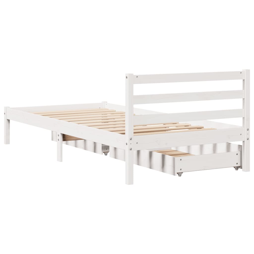 vidaXL Bed Frame without Mattress White 75x190 cm Small Single Solid Wood Pine