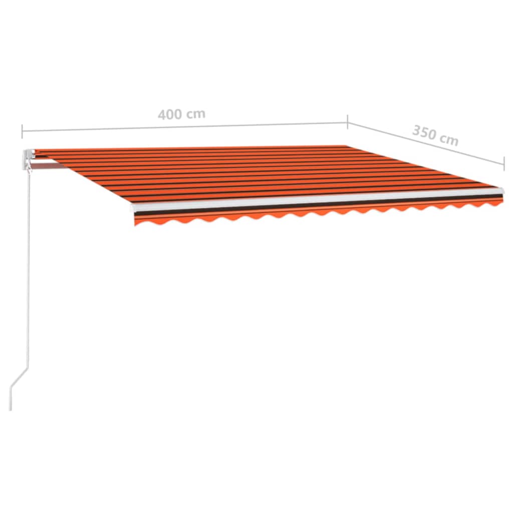 vidaXL Manual Retractable Awning with LED 400x350 cm Orange and Brown