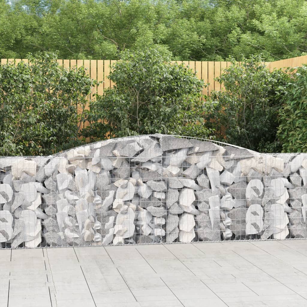 vidaXL Arched Gabion Baskets 25 pcs 400x30x80/100 cm Galvanised Iron