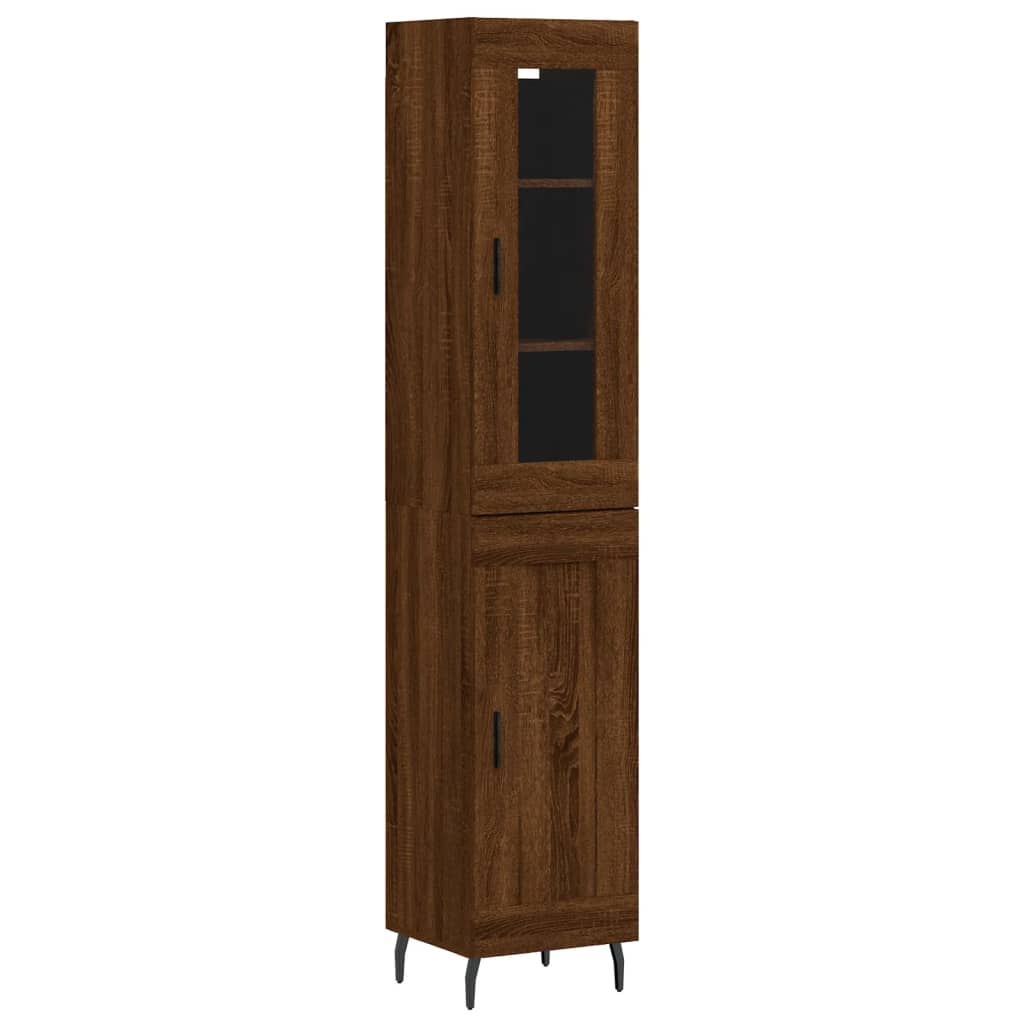 vidaXL Highboard Brown Oak 34.5x34x180 cm Engineered Wood