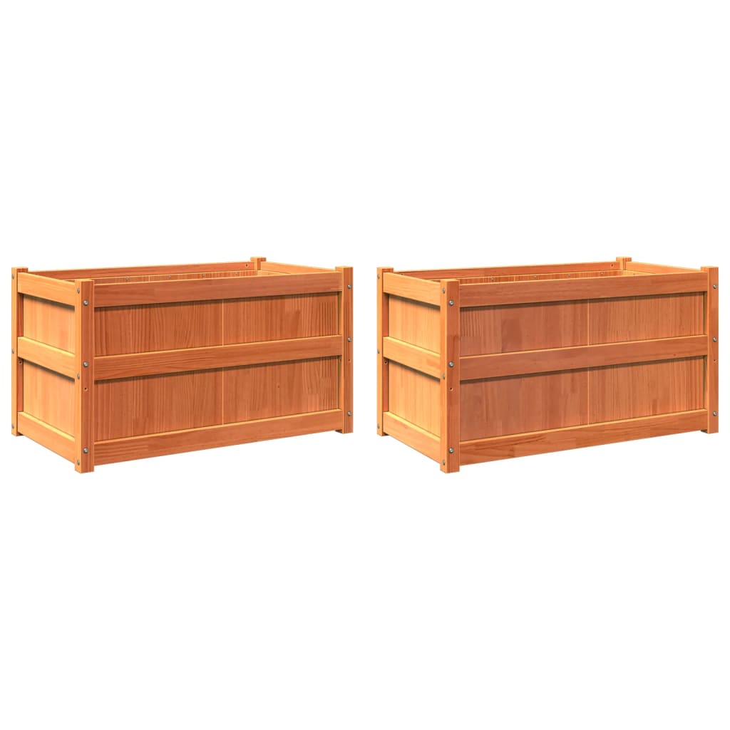 vidaXL Garden Planters 2 pcs Wax Brown Solid Wood Pine