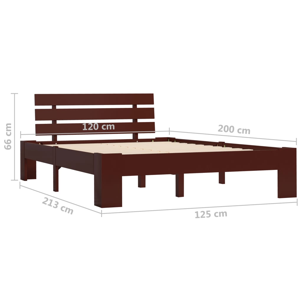 vidaXL Bed Frame without Mattress Dark Brown Solid Pine Wood 120x200 cm