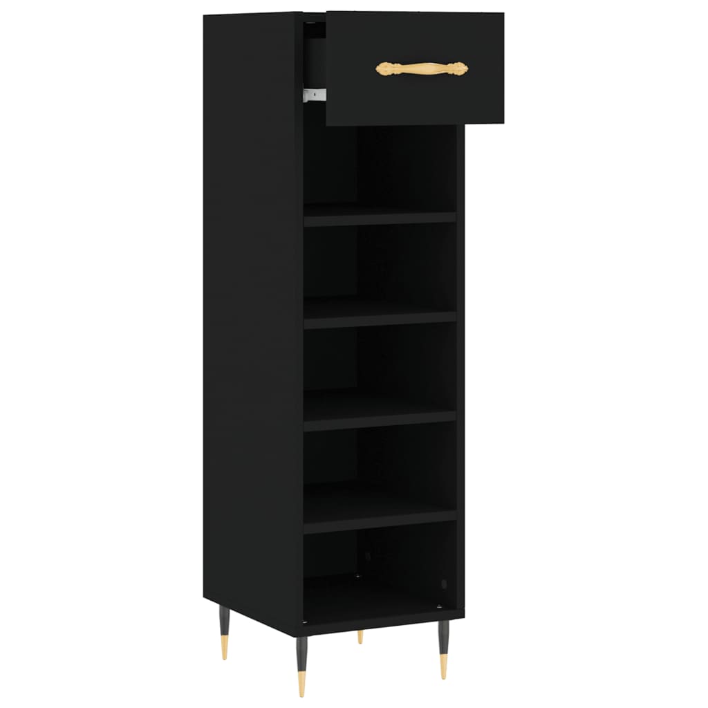 vidaXL Shoe Cabinet Black 30x35x105 cm Engineered Wood