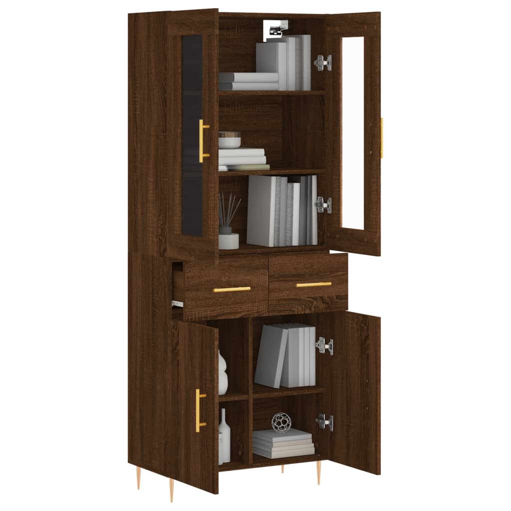 vidaXL Highboard Brown Oak 69.5x34x180 cm Engineered Wood