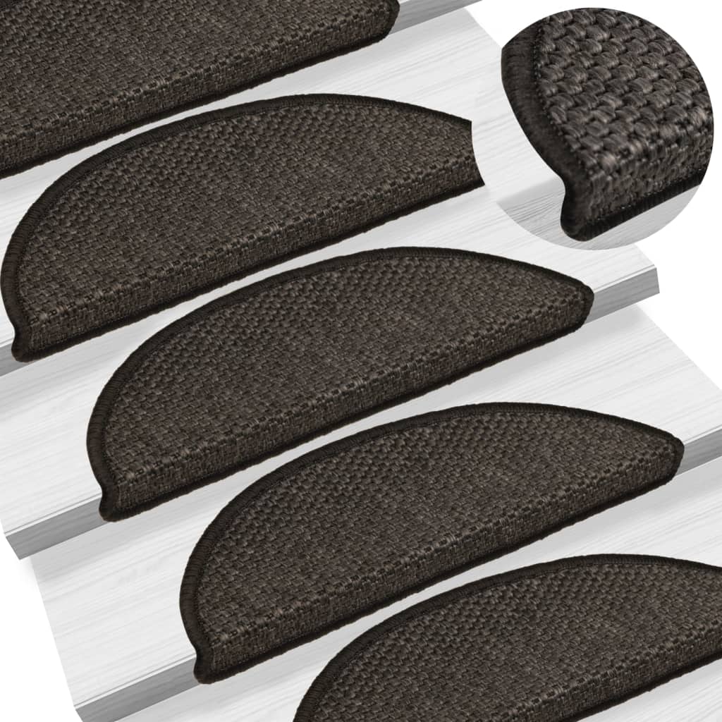 vidaXL Self-adhesive Stair Mats Sisal-Look 15 pcs 56x20 cm Anthracite