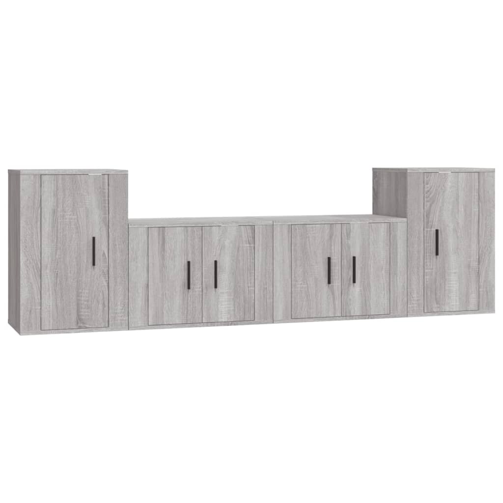 vidaXL 4 Piece TV Cabinet Set Grey Sonoma Engineered Wood