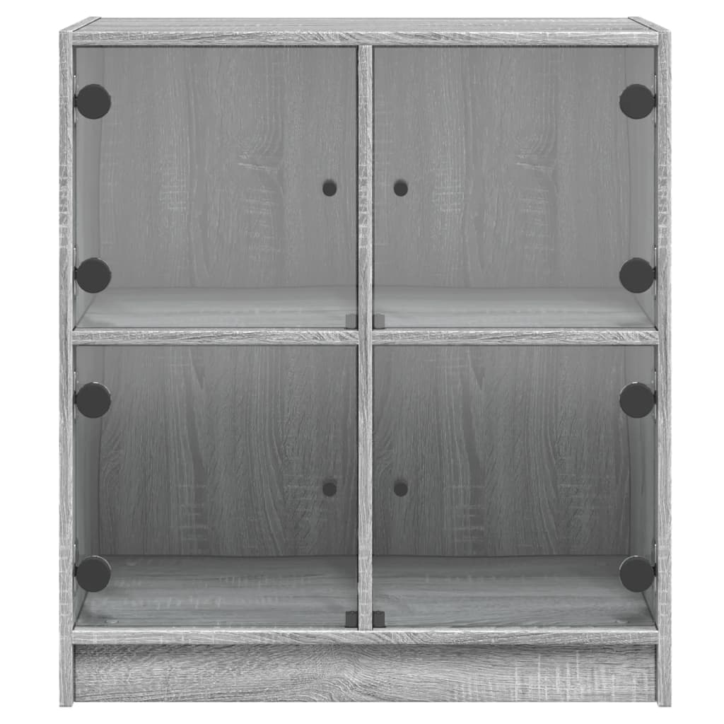 vidaXL Side Cabinet with Glass Doors Grey Sonoma 68x37x75.5 cm