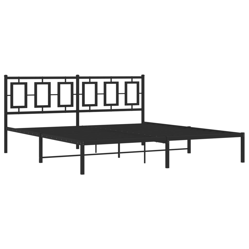 vidaXL Metal Bed Frame without Mattress with Headboard Black 183x213 cm