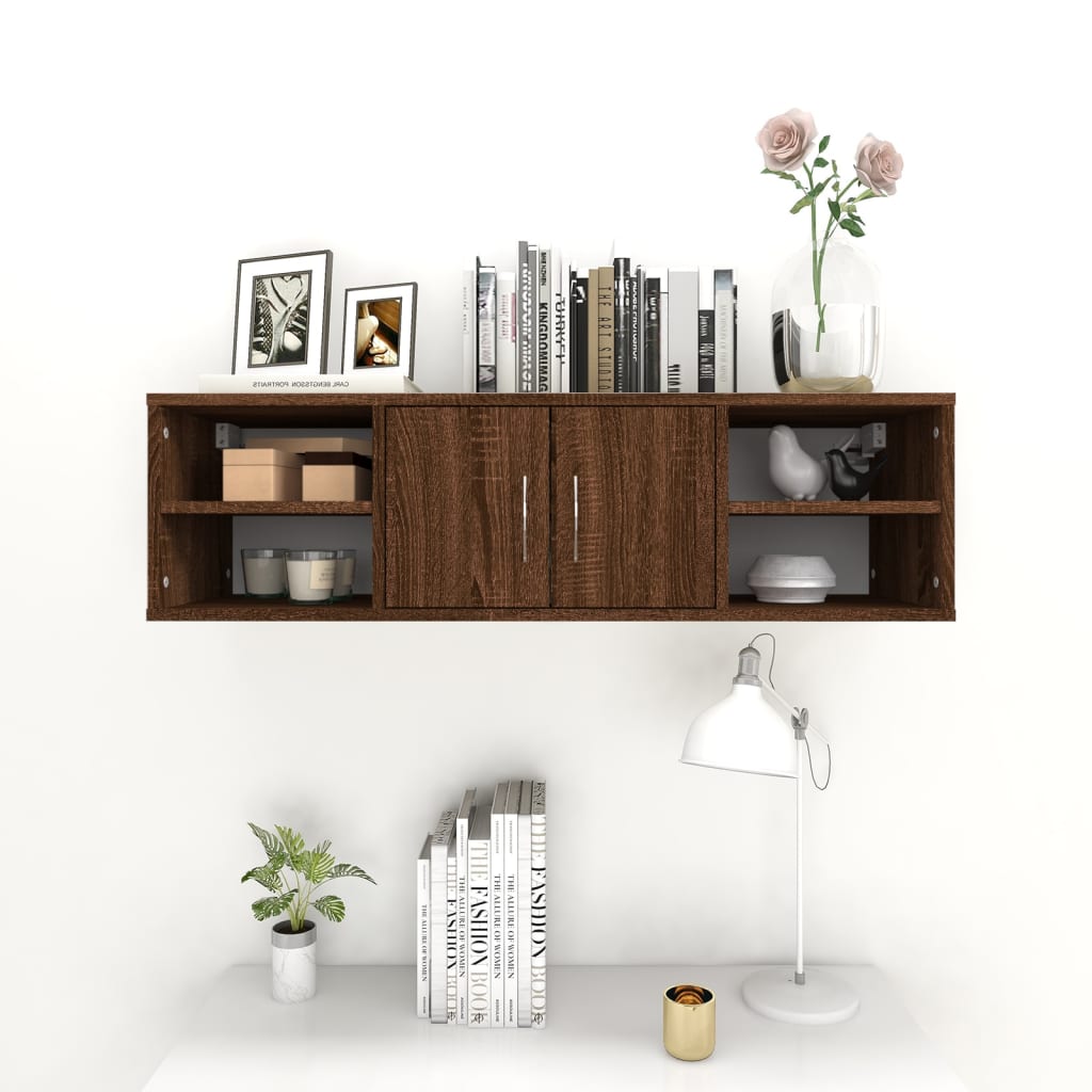 vidaXL Wall Shelf Brown Oak 102x30x29 cm Engineered Wood