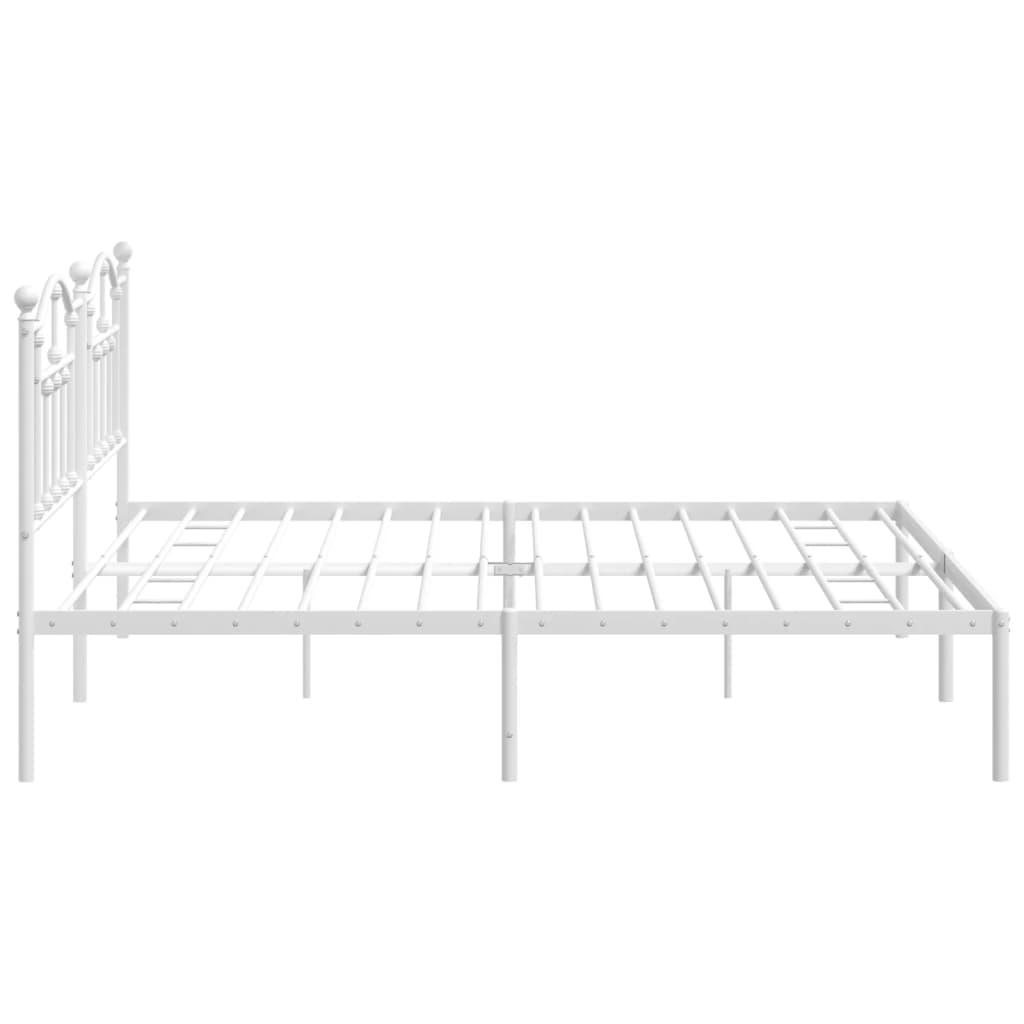 vidaXL Metal Bed Frame without Mattress with Headboard White 193x203 cm