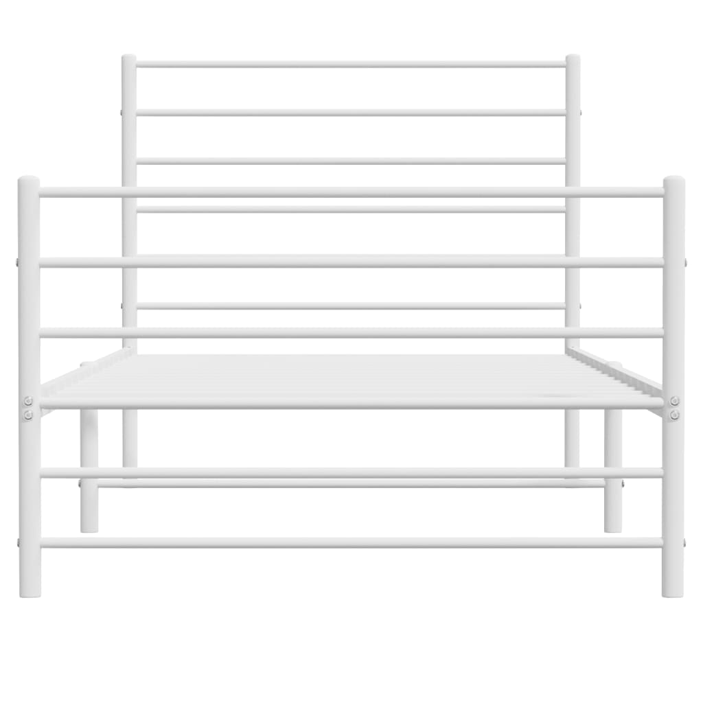 vidaXL Metal Bed Frame without Mattress with Footboard White 90x190 cm Single