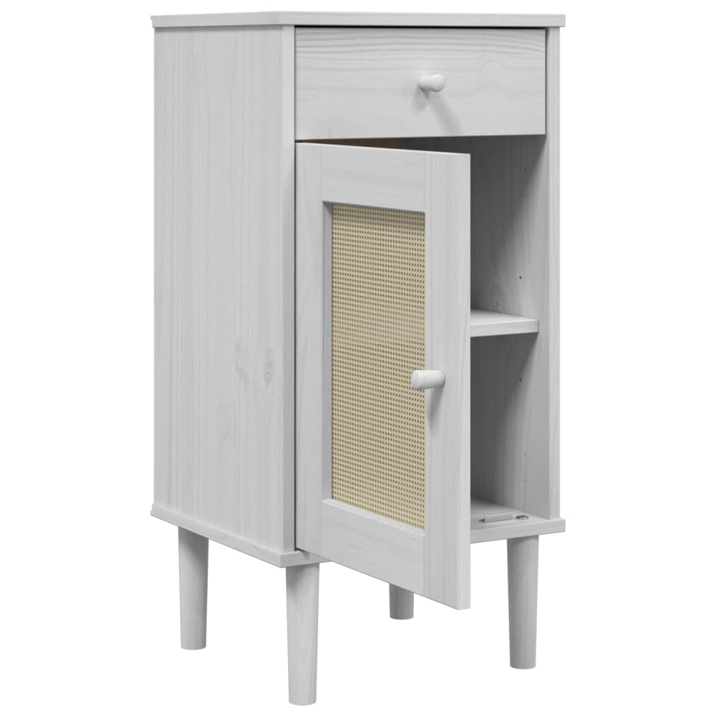 vidaXL Bedside Cabinet SENJA Rattan Look White 40x35x80 cm Solid Wood Pine