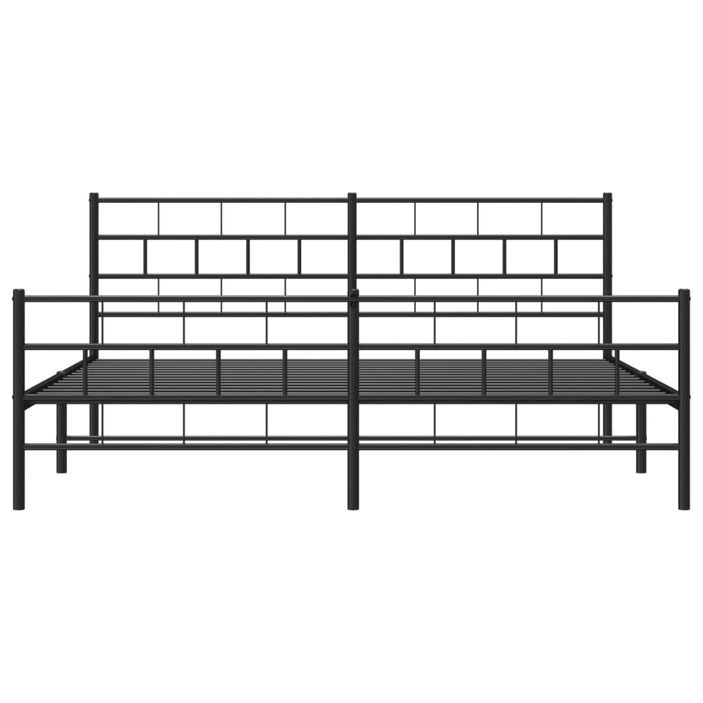 vidaXL Metal Bed Frame without Mattress with Footboard Black 183x213 cm