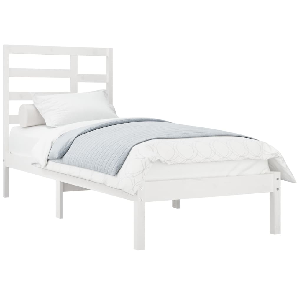 vidaXL Bed Frame without Mattress White Solid Wood 75x190 cm Small Single