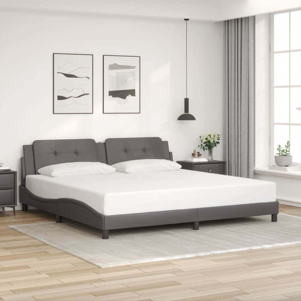 vidaXL Bed Frame with LED without Mattress Grey 200x200 cm