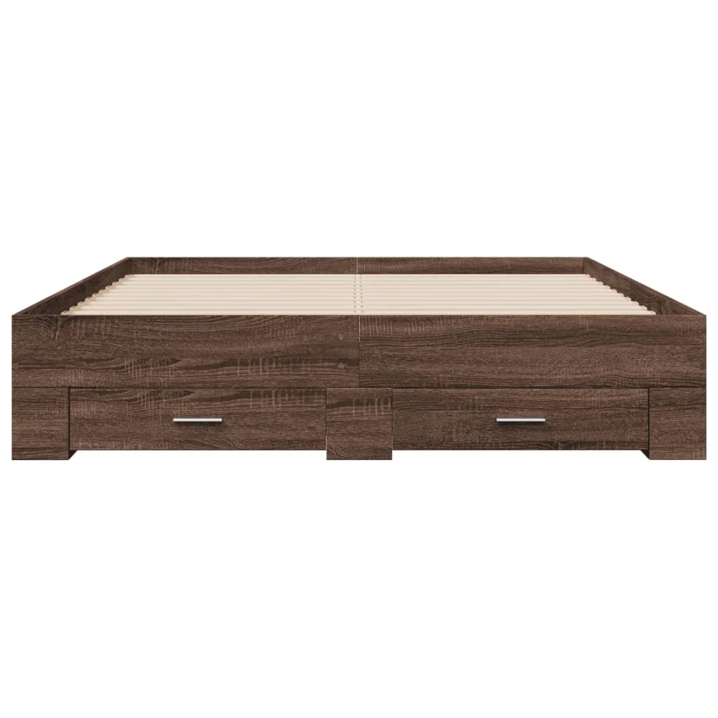 vidaXL Bed Frame with Drawers without Mattress Brown Oak 160x200 cm