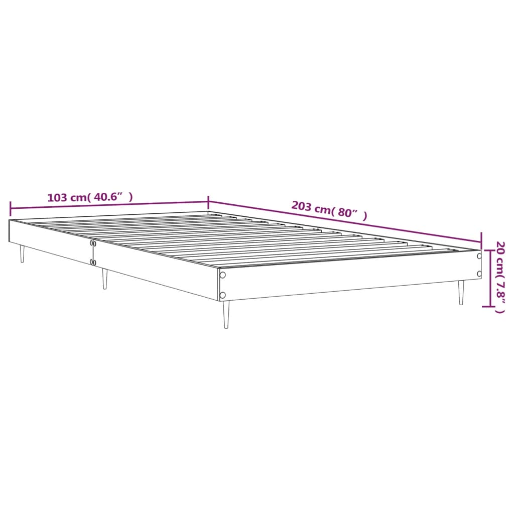 vidaXL Bed Frame without Mattress Brown Oak 100x200 cm Engineered Wood