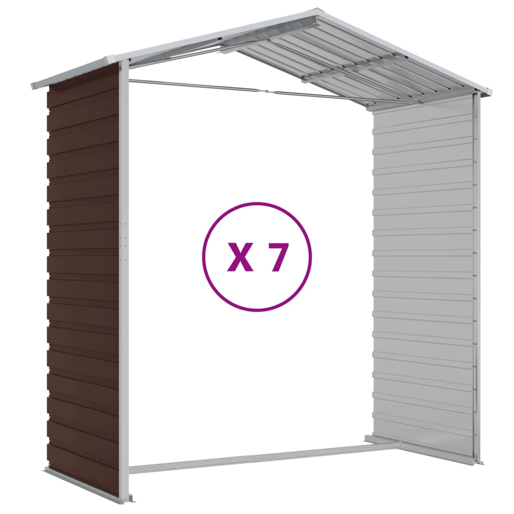 vidaXL Garden Shed Brown 191x640x198 cm Galvanised Steel