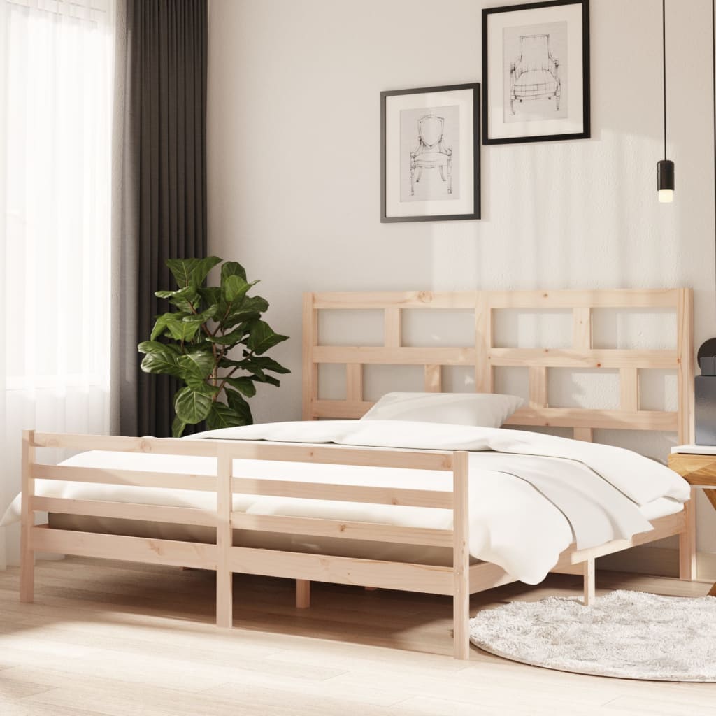 vidaXL Bed Frame without Mattress Solid Wood 200x200 cm (810450+814214)