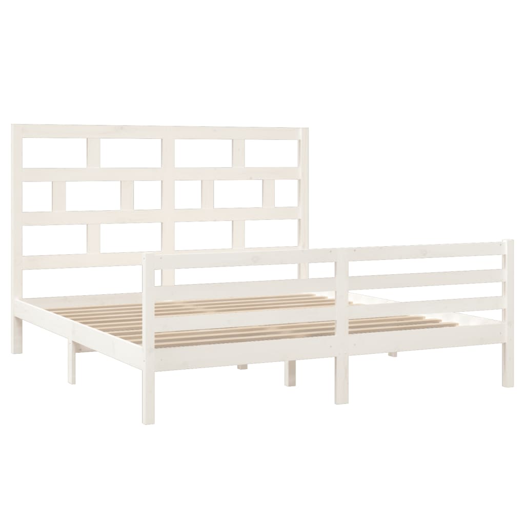 vidaXL Bed Frame without Mattress White Solid Wood Super King Size