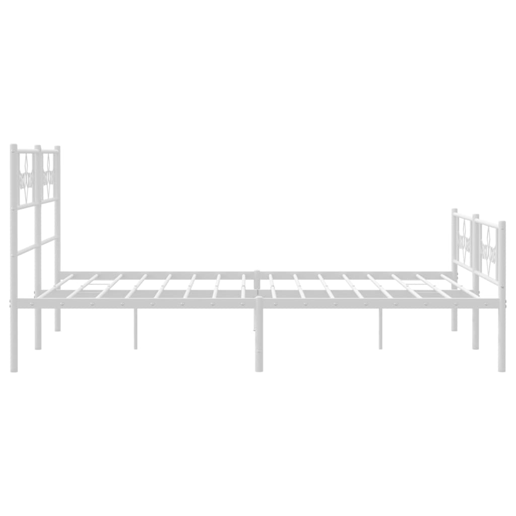 vidaXL Metal Bed Frame without Mattress with Footboard White 120x190 cm Small Double