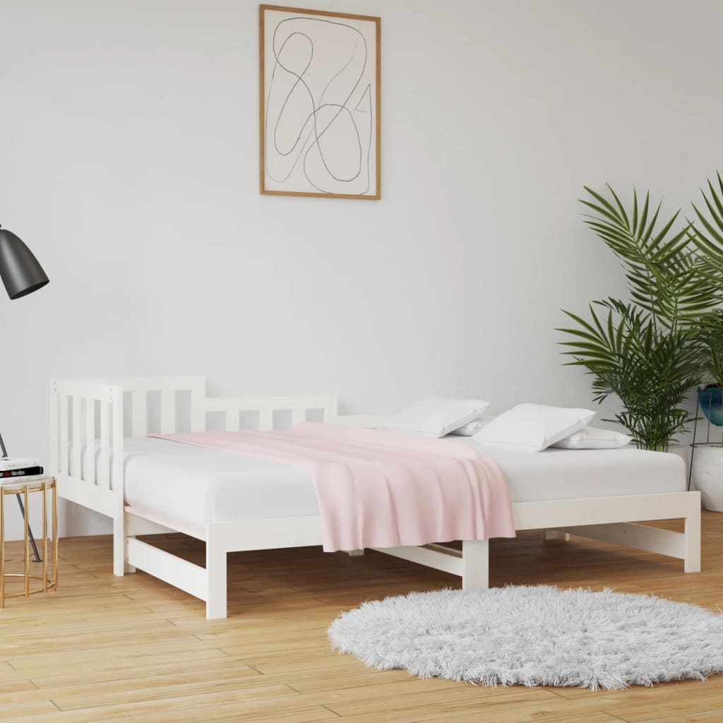 vidaXL Pull-out Day Bed without Mattress White 2x(80x200) cm