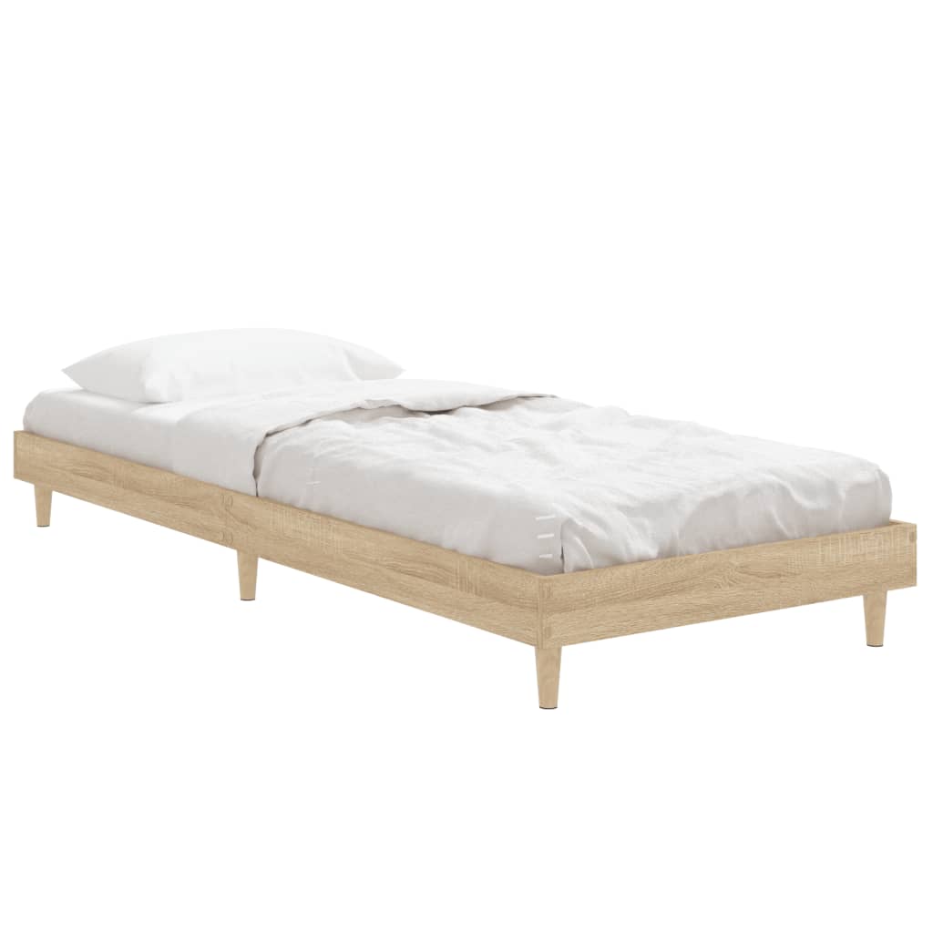 vidaXL Bed Frame without Mattress Sonoma Oak 75x190 cm Small Single Engineered Wood