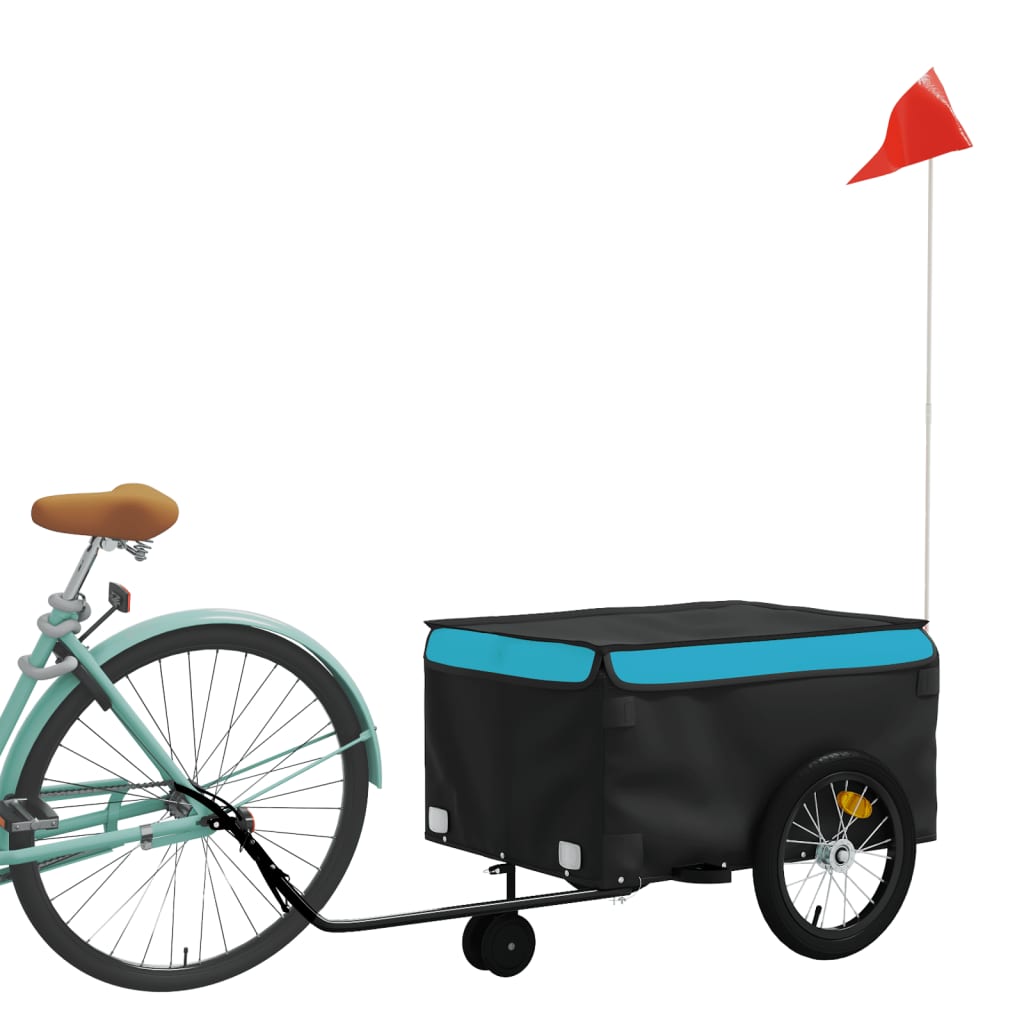 vidaXL Bike Trailer Black and Blue 45 kg Iron