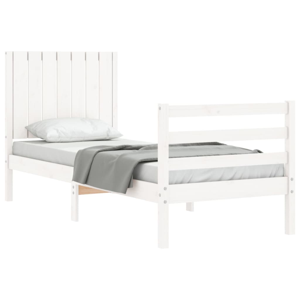 vidaXL Bed Frame without Mattress White Small Single Solid Wood