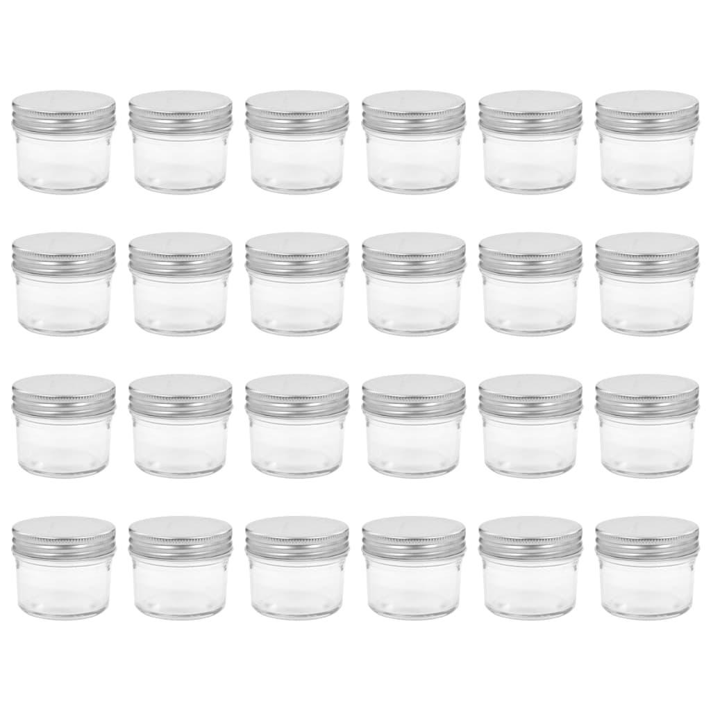 vidaXL Glass Jam Jars with Silver Lids 24 pcs 110 ml