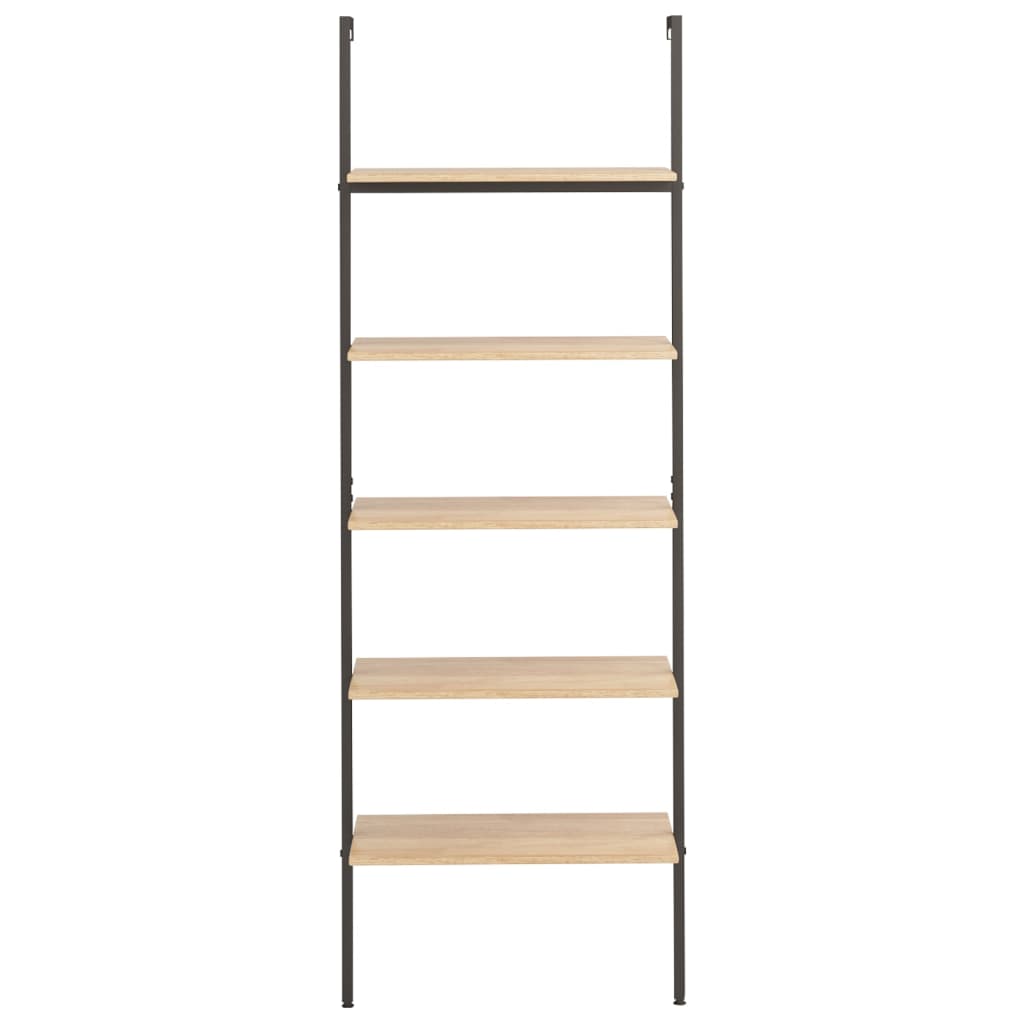 vidaXL 5-Tier Leaning Shelf Light Brown and Black 64x35x185 cm