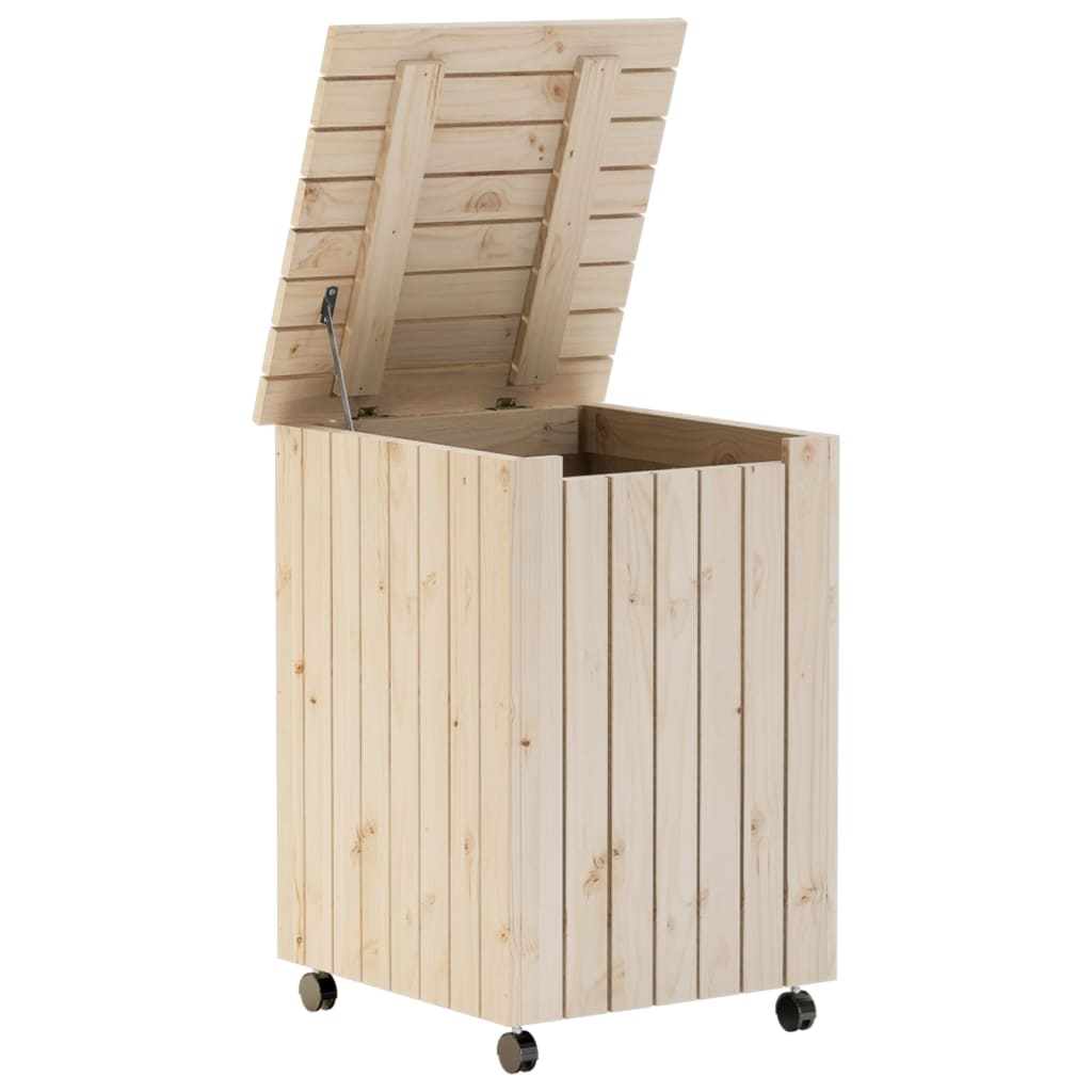 vidaXL Laundry Basket with Wheels RANA 45x45x64 cm Solid Wood Pine