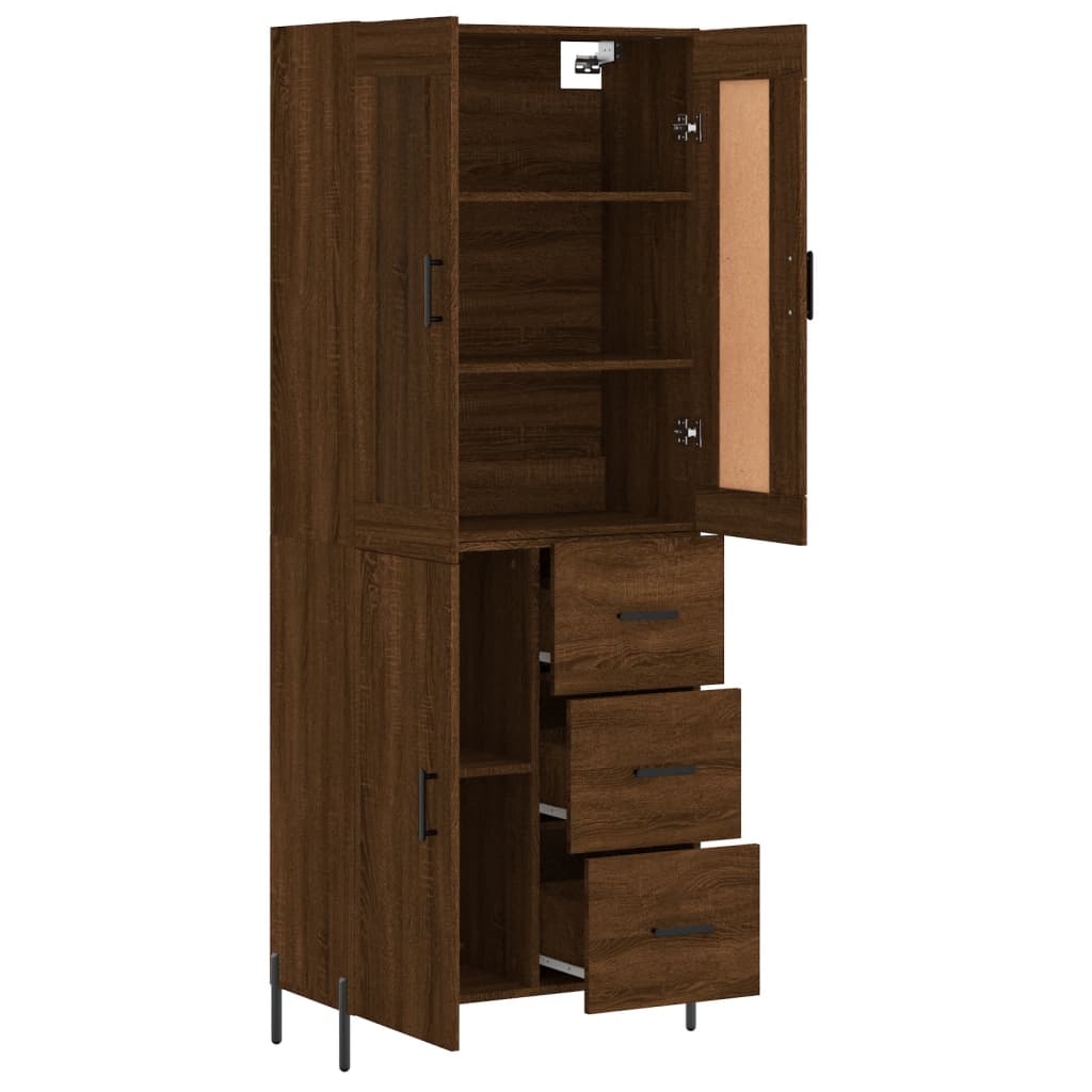 vidaXL Highboard Brown Oak 69.5x34x180 cm Engineered Wood