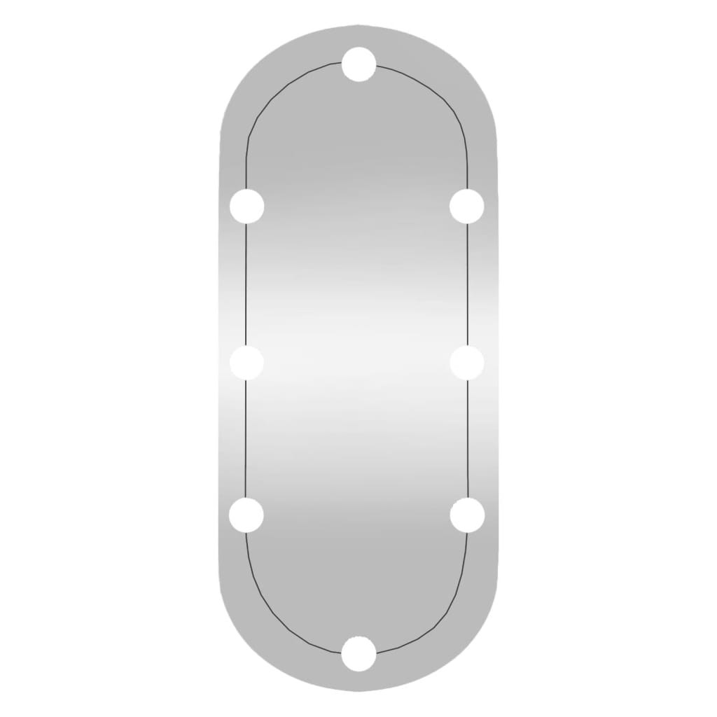 vidaXL Wall Mirror with LED Lights 30x70 cm Glass Oval