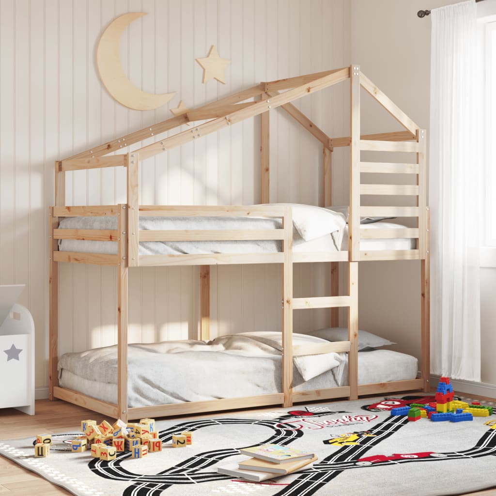 vidaXL Bunk Bed without Mattress 75x190 cm Small Single Solid Wood Pine