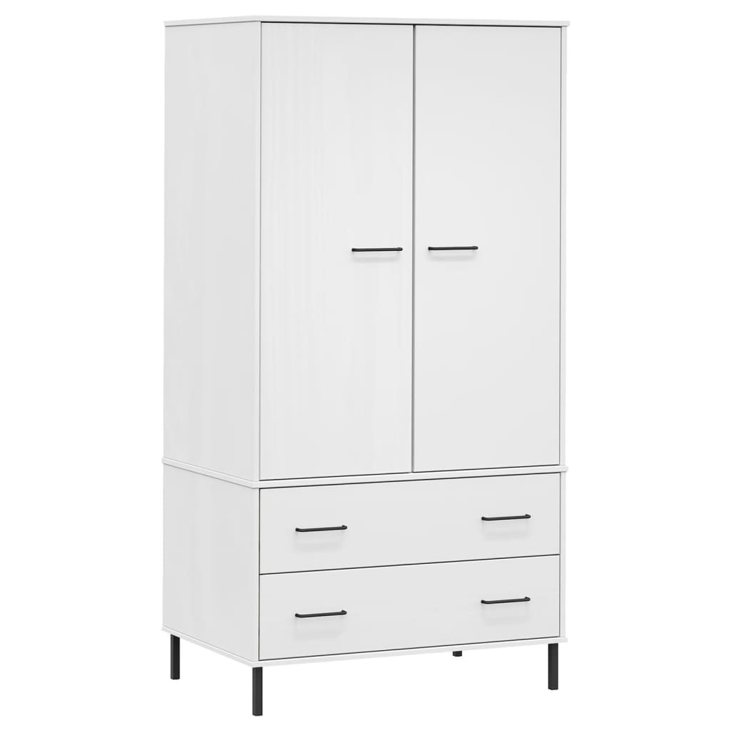 vidaXL Wardrobe with Metal Legs White 90x55x172.5 cm Solid Wood OSLO