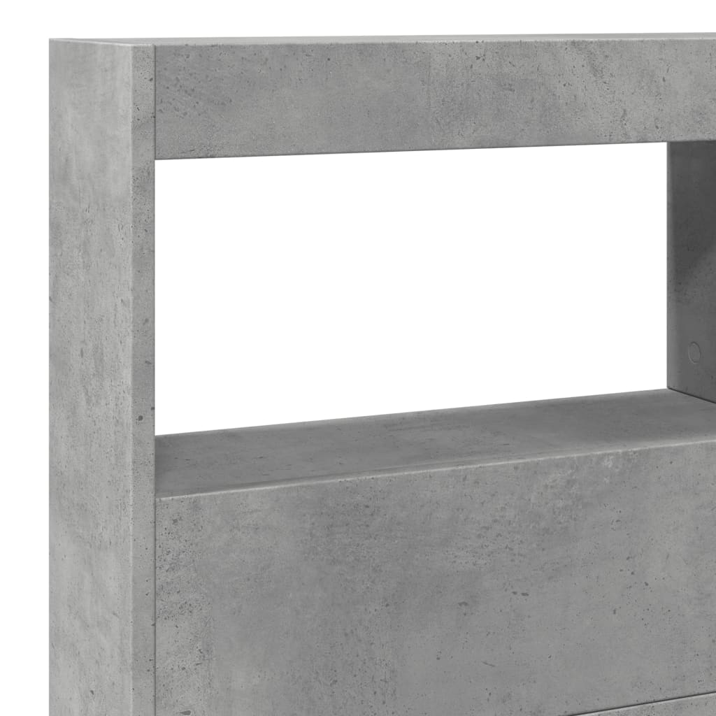 vidaXL Headboard Cabinet with LED Concrete Grey 140x17x102 cm