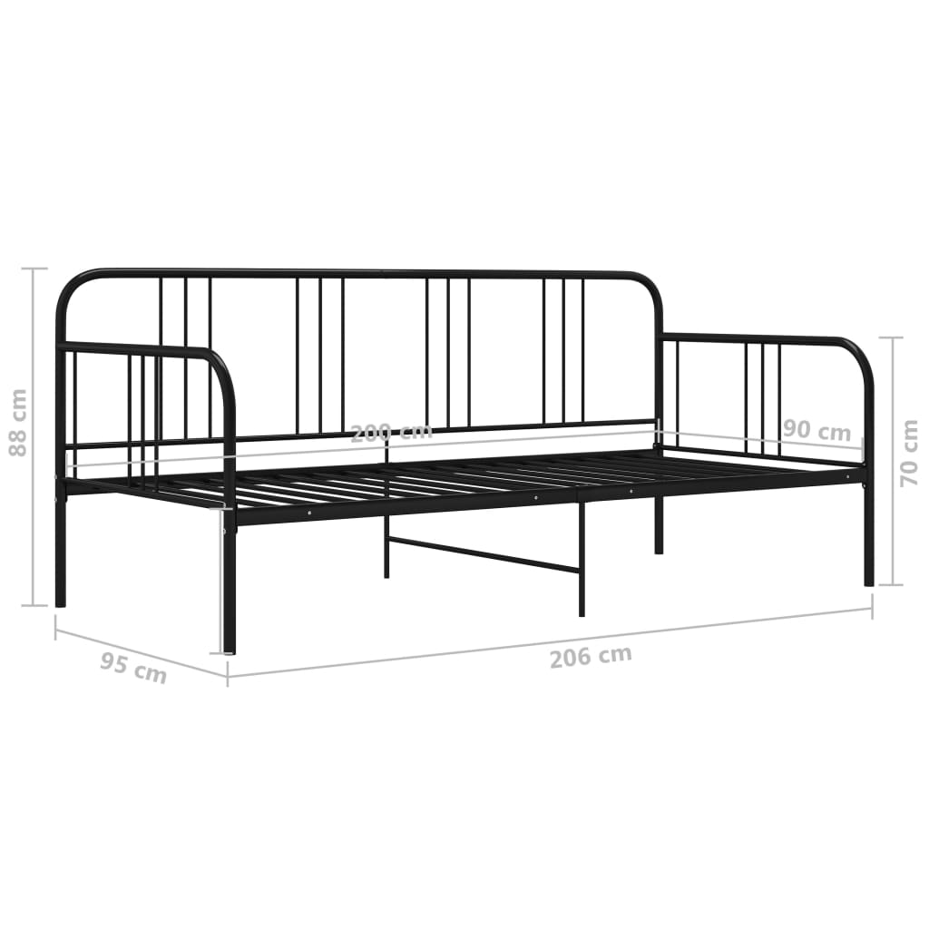 vidaXL Sofa Bed Frame without Mattress Black Metal 90x200 cm