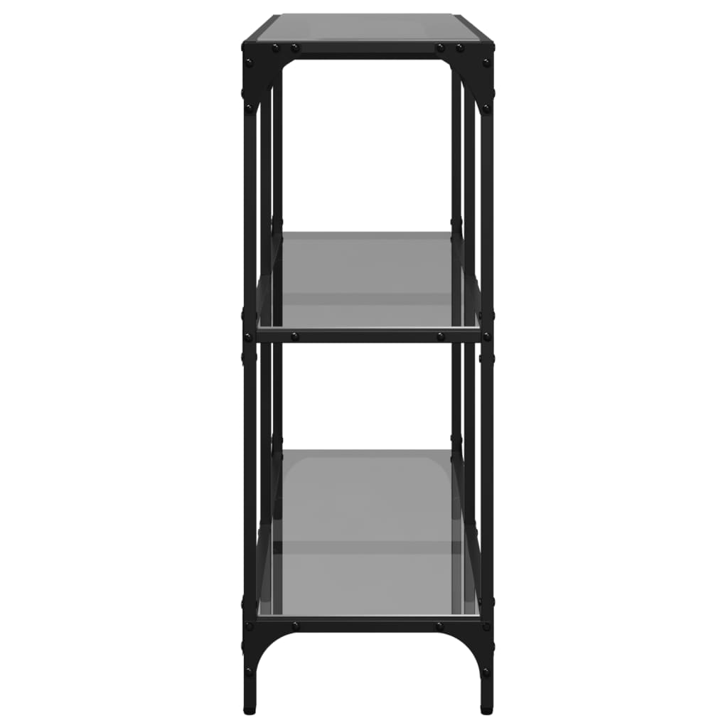 vidaXL Console Table with Black Glass Top 98x30x81 cm Steel