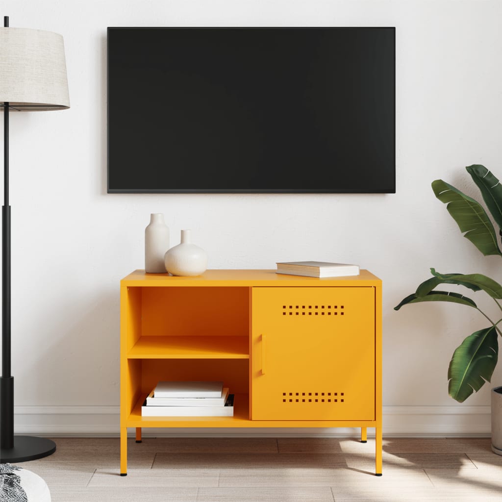 vidaXL TV Cabinet Mustard Yellow 68x39x50.5 cm Steel