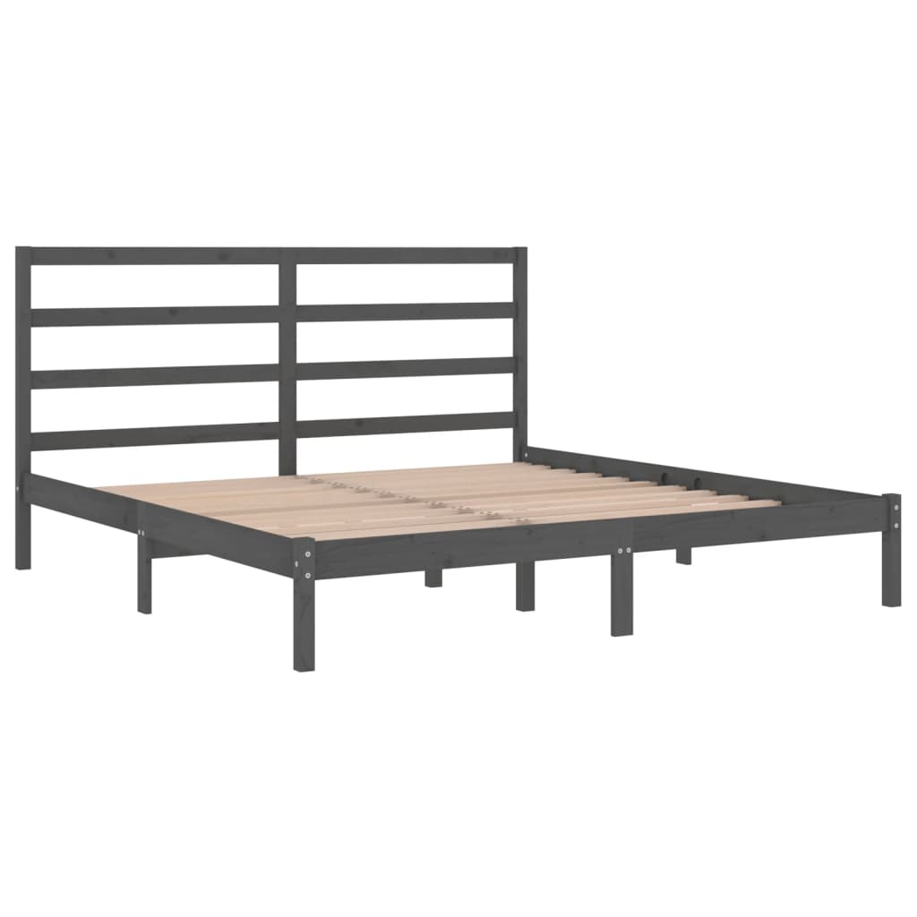 vidaXL Bed Frame without Mattress Grey 200x200 cm Solid Wood Pine