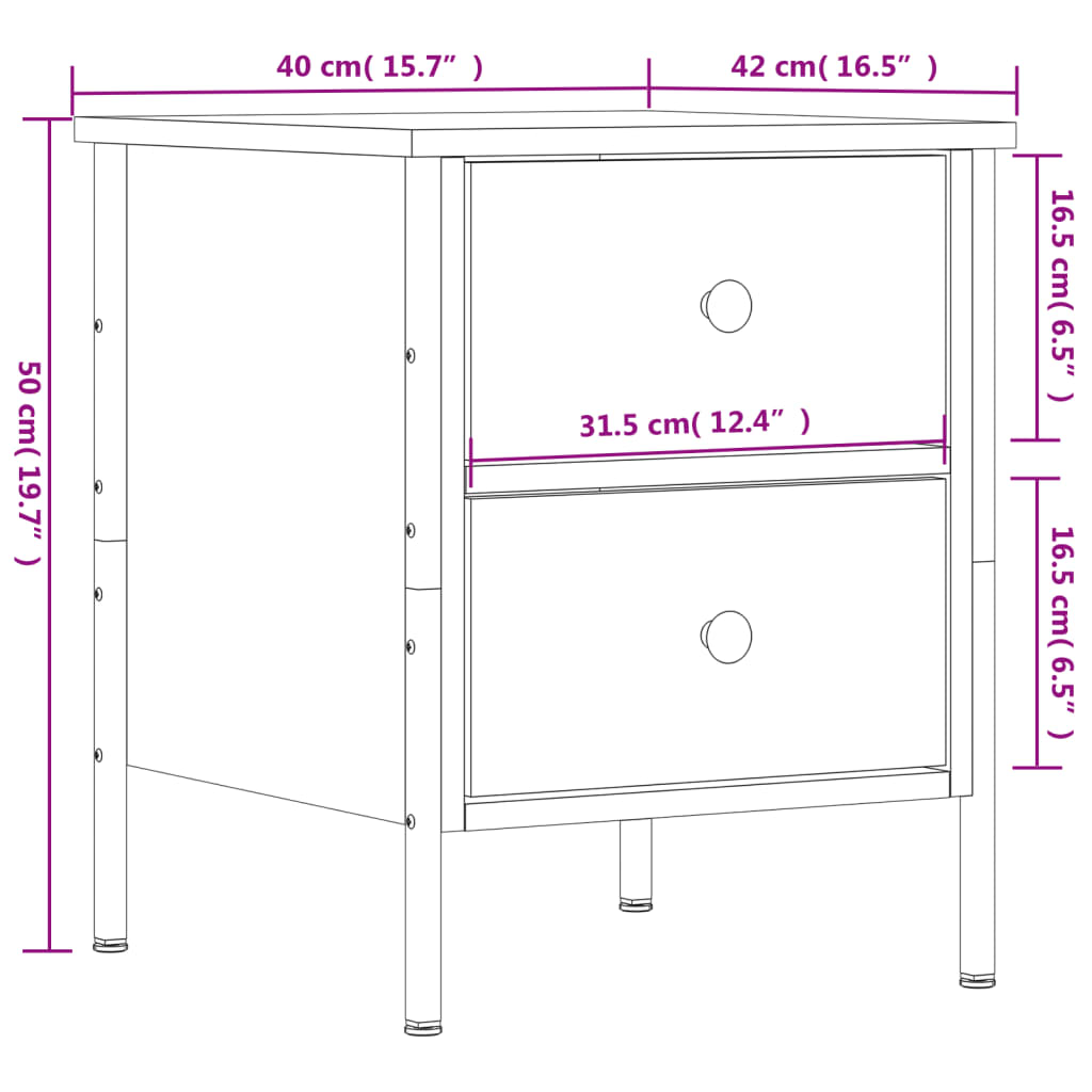 vidaXL Bedside Cabinets 2 pcs Sonoma Oak 40x42x50 cm Engineered Wood