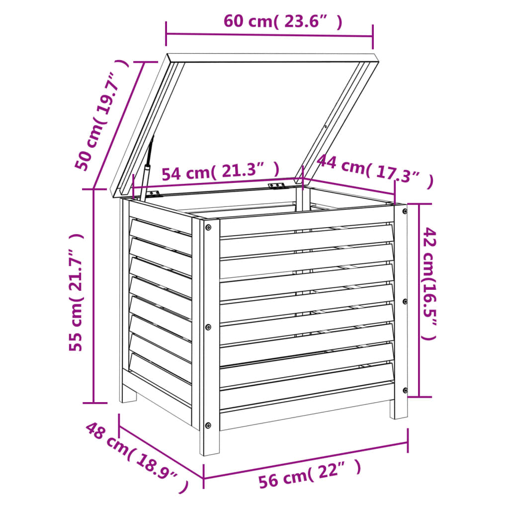 vidaXL Garden Storage Box 60x50x55 cm Solid Wood Acacia