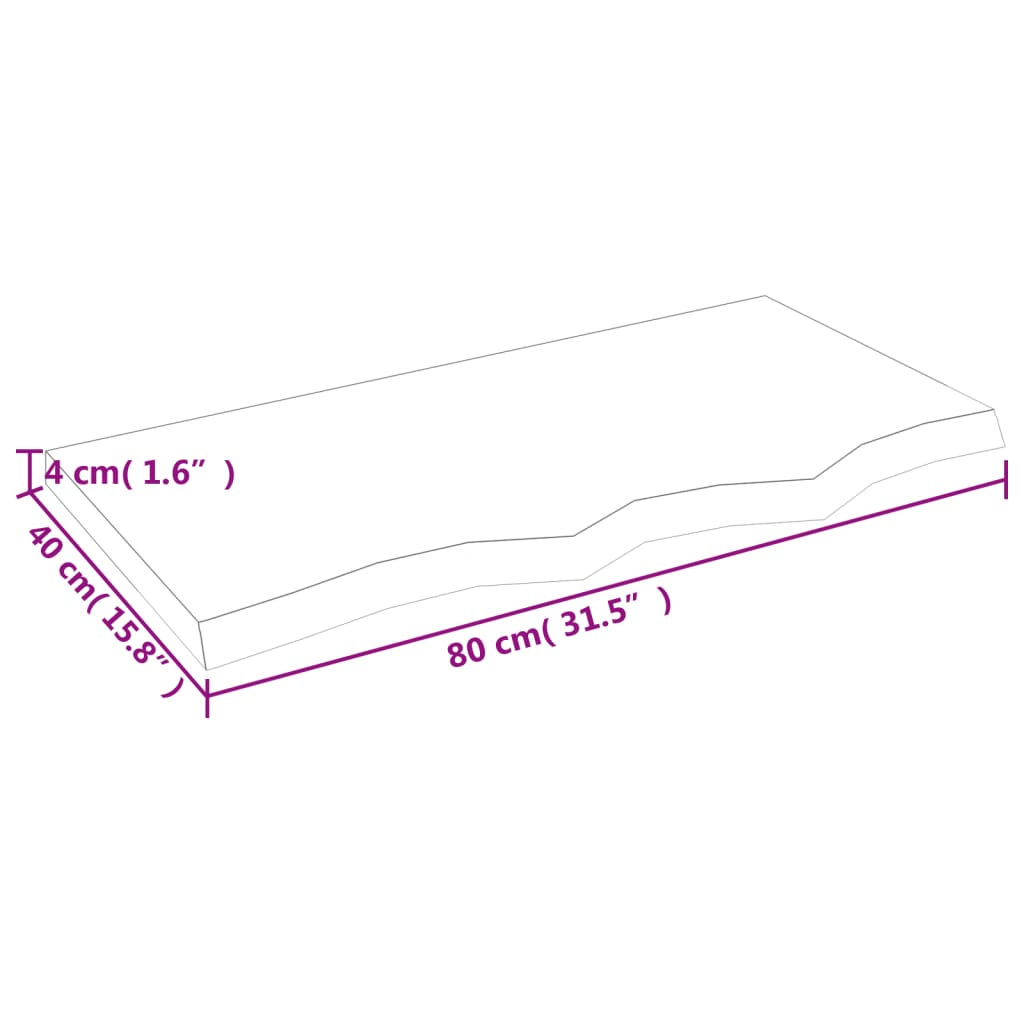 vidaXL Table Top 80x40x(2-4) cm Untreated Solid Wood Oak