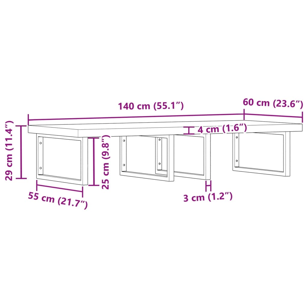 vidaXL Basin Shelf Wall Mounted Steel and Solid Wood Acacia