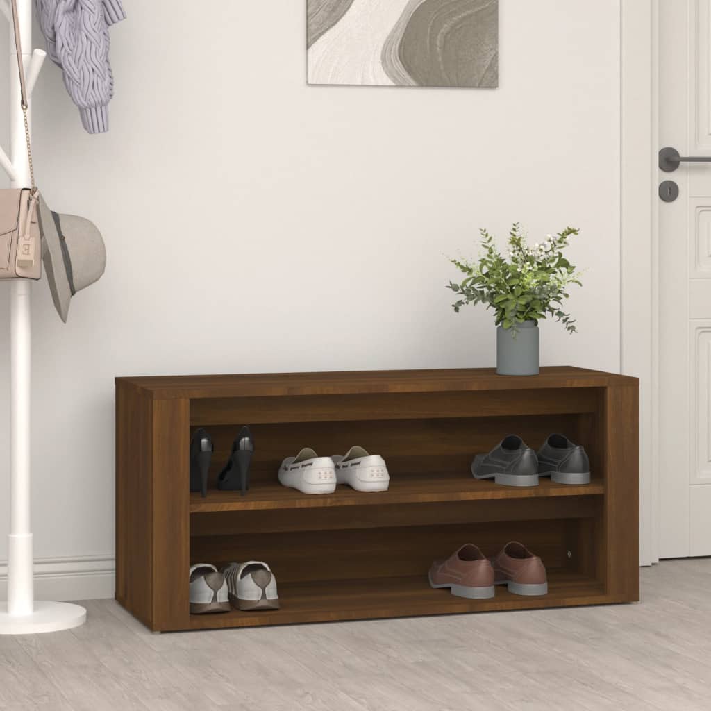 vidaXL Shoe Rack Brown Oak 100x35x45 cm Engineered Wood