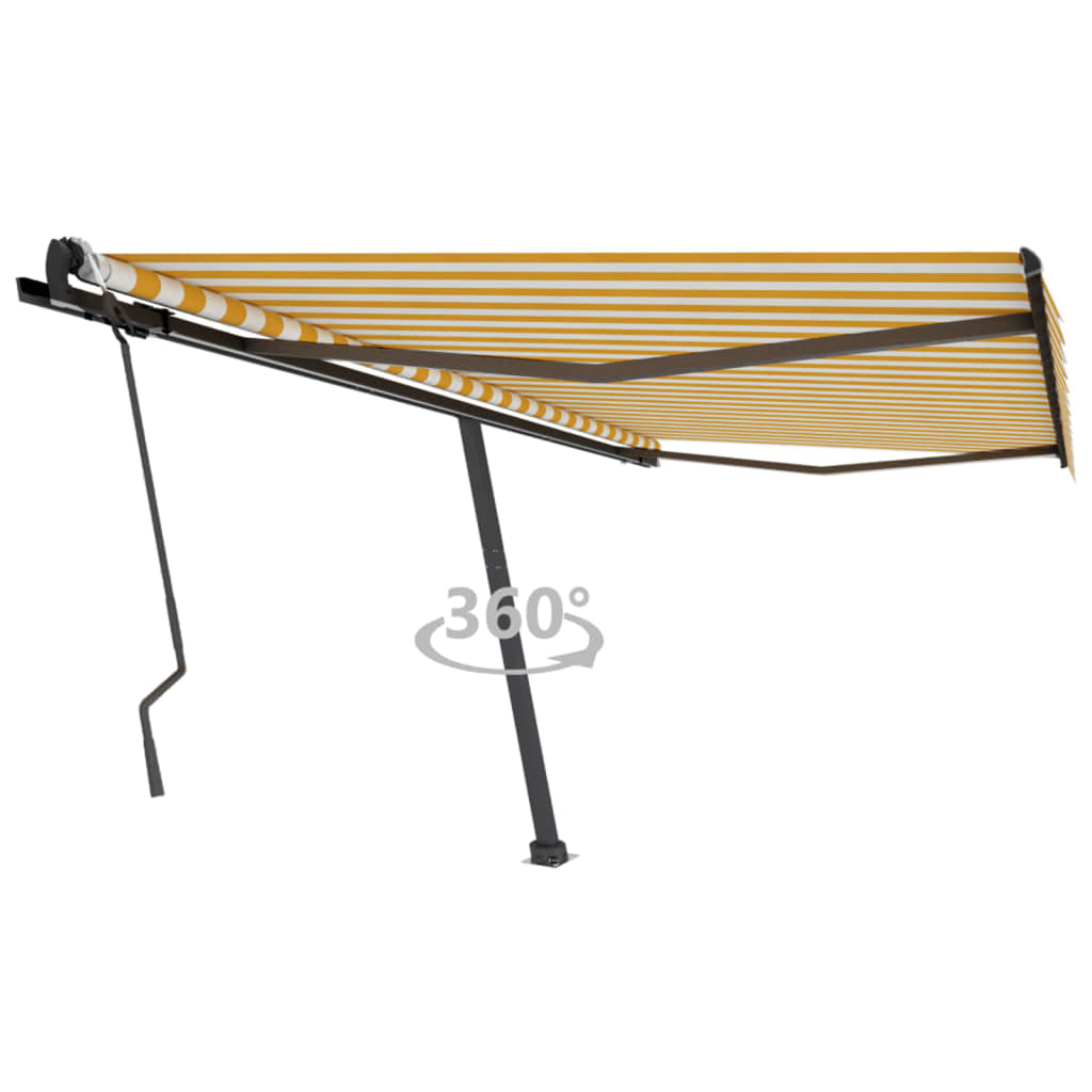 vidaXL Freestanding Manual Retractable Awning 400x300 cm Yellow/White