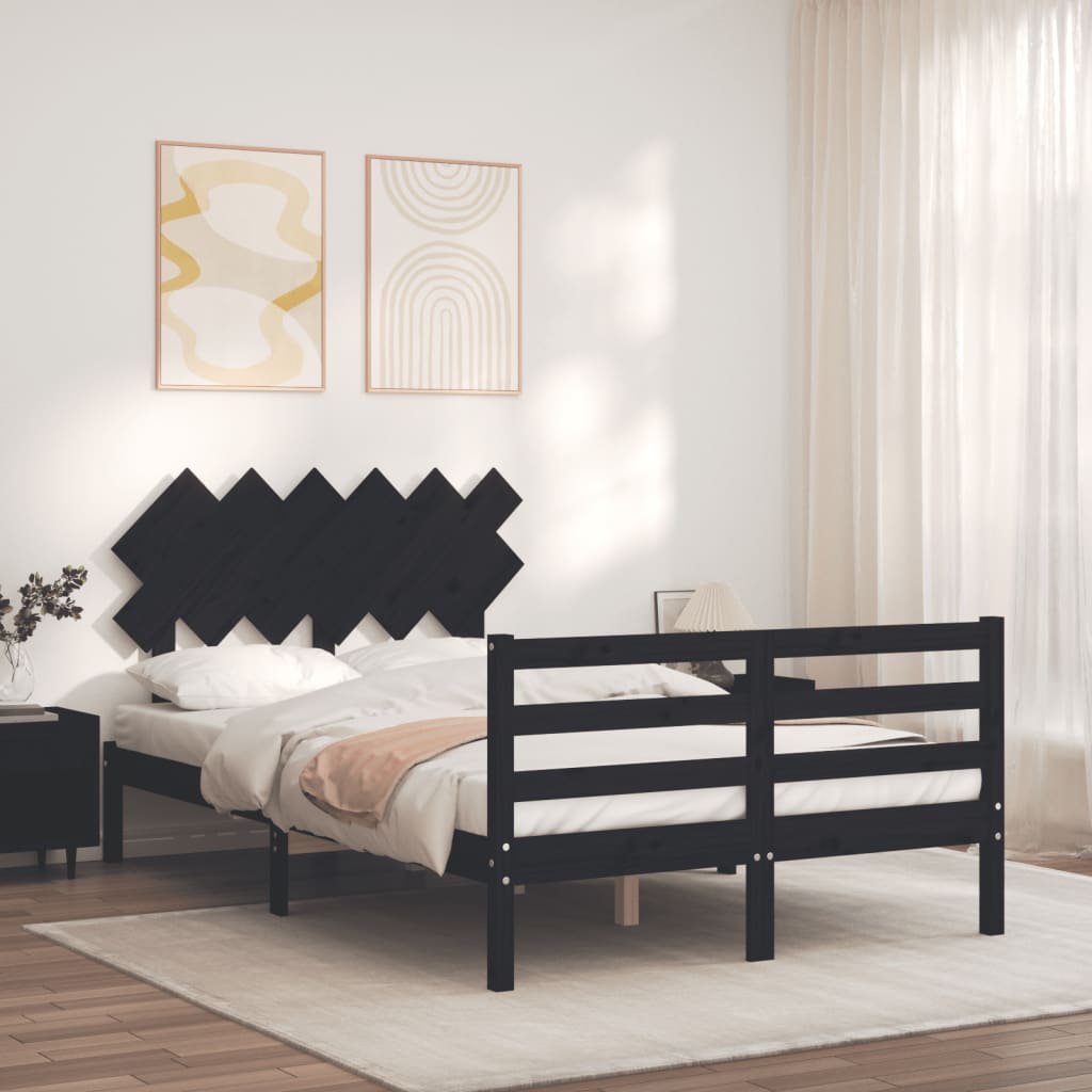 vidaXL Bed Frame without Mattress Black 120x200 cm Solid Wood