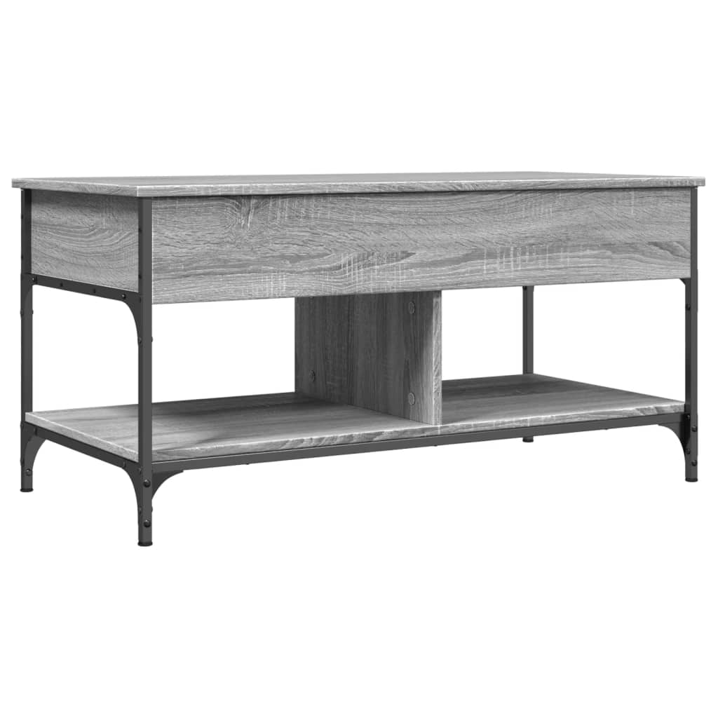 vidaXL Coffee Table Grey Sonoma 100x50x50 cm Engineered Wood and Metal