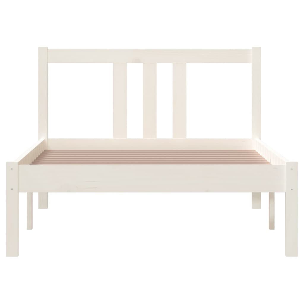 vidaXL Bed Frame without Mattress White Solid Wood 90x200 cm